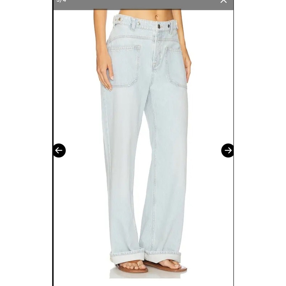 We The Free Free People Palmer Cuffed Wide Leg Jeans Daydream Blue Size 30